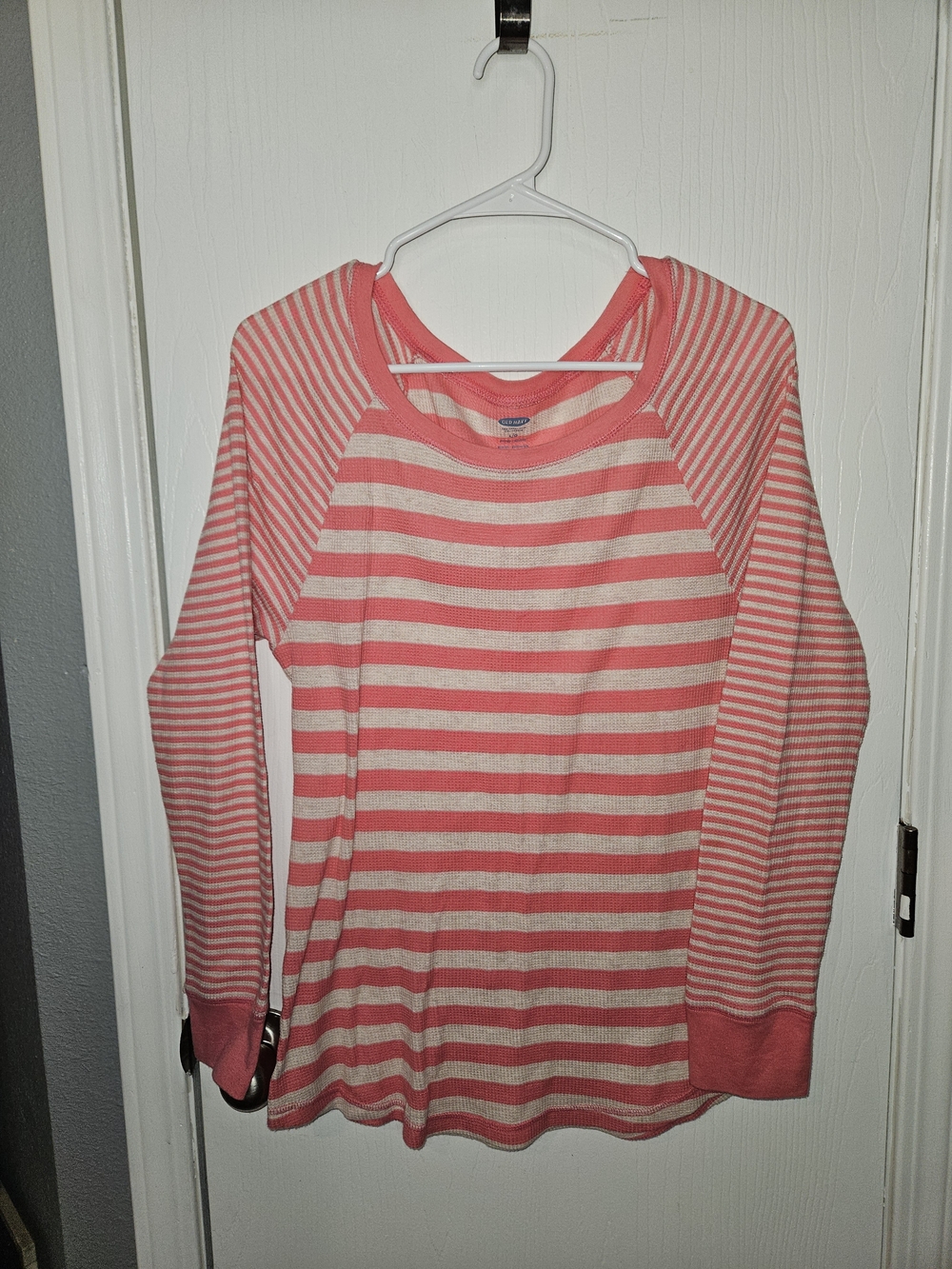 Old Navy Pink and White Striped Long Sleeve Tee